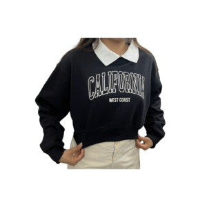 ASCDCP01-Sudadera Corte de Dama-Tipo Ombliguera--Cuello de Camisa-100% Algodon