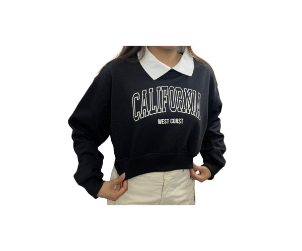 ASCDCP01-Sudadera Corte de Dama-Tipo Ombliguera--Cuello de Camisa-100% Algodon