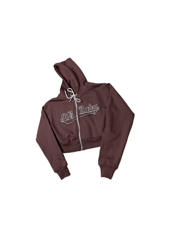 SCDCC01-Sudadera Corta-90's Baby- de Dama con Cierre-Tipo ombliguera-Con Capucha-100% Algodon