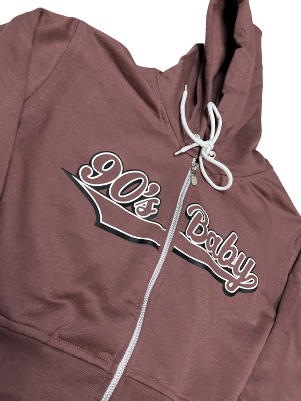 SCDCC01-Sudadera Corta-90's Baby- de Dama con Cierre-Tipo ombliguera-Con Capucha-100% Algodon
