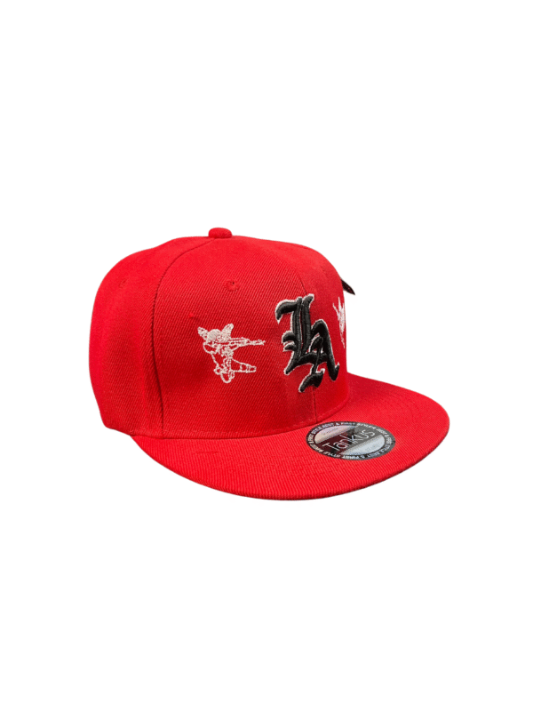BG04-GORRA L.A RECTA-BROCHE AJUSTABLE-COLOR ROJO-STREETWEAR