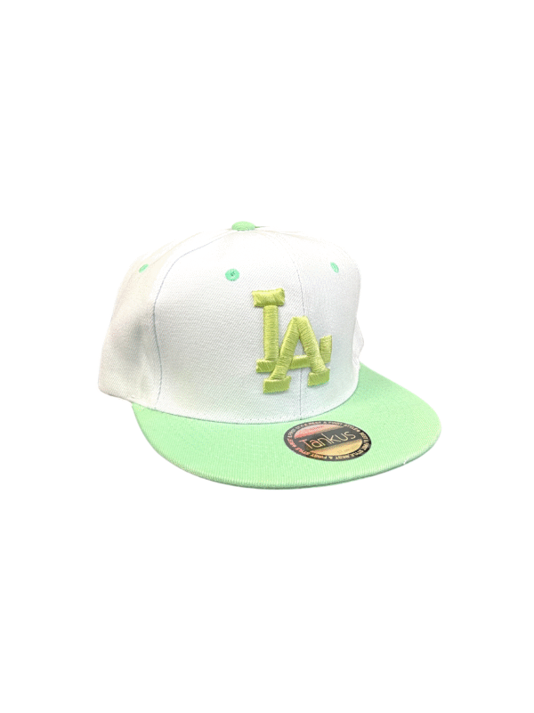BG01-Gorra de L.A Recta-Broche Ajustable-Color Blanco & Verde Agua-Streetwear