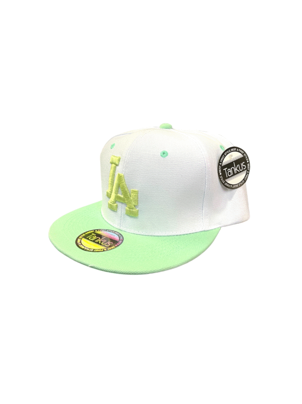 BG01-Gorra de L.A Recta-Broche Ajustable-Color Blanco & Verde Agua-Streetwear