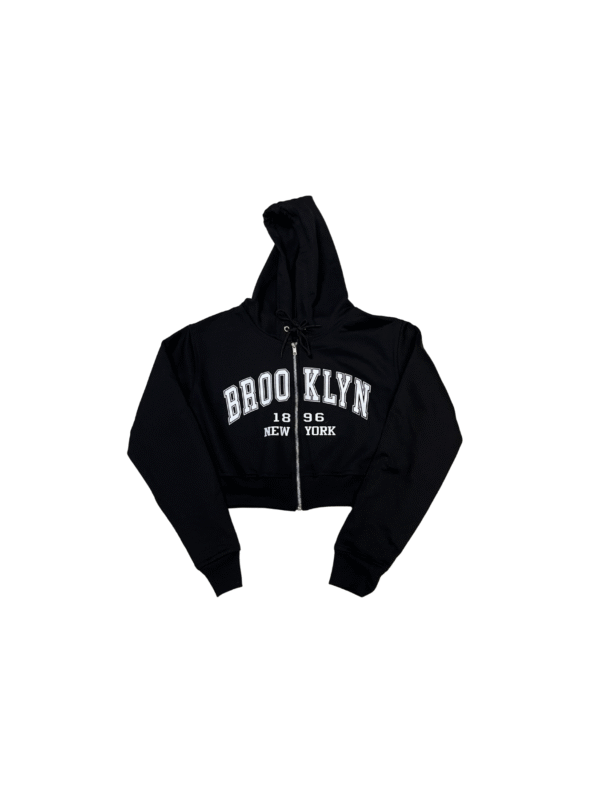 SCDCC03-Sudadera Corta-BROOKLYN- de Dama con Cierre-Tipo ombliguera-Con Capucha-100% Algodon