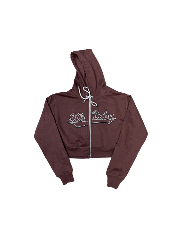 SCDCC01-Sudadera Corta-90's Baby- de Dama con Cierre-Tipo ombliguera-Con Capucha-100% Algodon