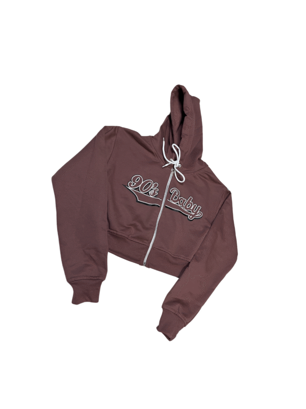 SCDCC01-Sudadera Corta-90's Baby- de Dama con Cierre-Tipo ombliguera-Con Capucha-100% Algodon