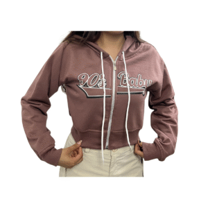 SCDCC01-Sudadera Corta-90's Baby- de Dama con Cierre-Tipo ombliguera-Con Capucha-100% Algodon