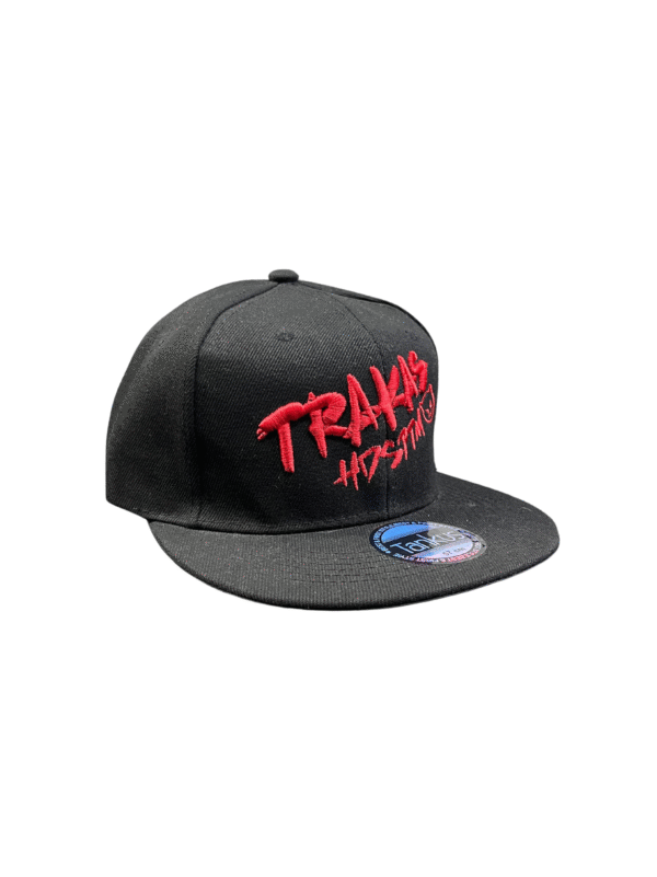 BG10-GORRA DE TRAKAS HDSPM-SNAPBACK-BROCHE AJUSTABLE-COLOR NEGRO/ROJO-STREETWEAR