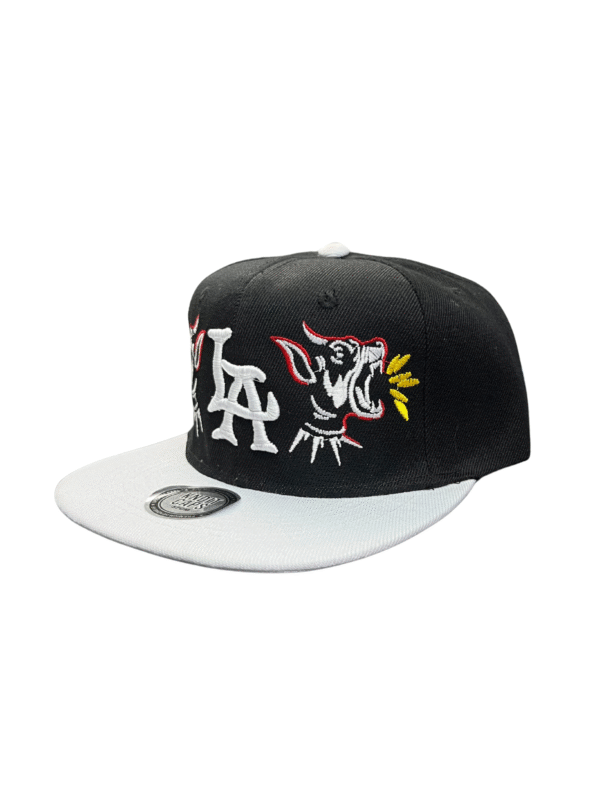BG15-GORRA DE L.A-SNAPBACK-BROCHE AJUSTABLE-COLOR NEGRO/BLANCO-STREETWEAR