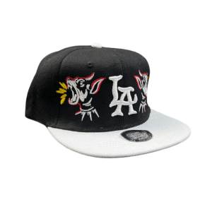 BG15-GORRA DE L.A-SNAPBACK-BROCHE AJUSTABLE-COLOR NEGRO/BLANCO-STREETWEAR