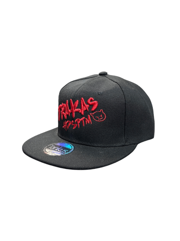 BG10-GORRA DE TRAKAS HDSPM-SNAPBACK-BROCHE AJUSTABLE-COLOR NEGRO/ROJO-STREETWEAR