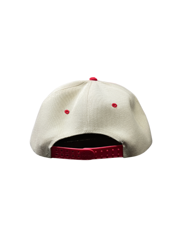 BG26-GORRA DE N.Y-SNAPBACK-BROCHE AJUSTABLE-COLOR BEIGE/ROJO-STREETWEAR