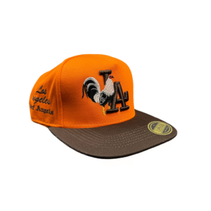 AAD01-GORRA DE L.A-SNAPBACK-BROCHE AJUSTABLE-COLOR NARANJA/CAFE-STREETWEAR