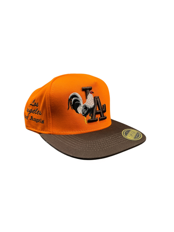 AAD01-GORRA DE L.A-SNAPBACK-BROCHE AJUSTABLE-COLOR NARANJA/CAFE-STREETWEAR