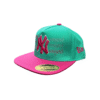 AAD02-GORRA DE N.Y-SNAPBACK-BROCHE AJUSTABLE-COLOR ROSA/TURQUEZA-STREETWEAR
