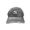 AB001-GORRA BORDADO "N"-DAD HAT-BROCHE METALICO-COLOR DESLAVADO NEGRO-STREETWEAR